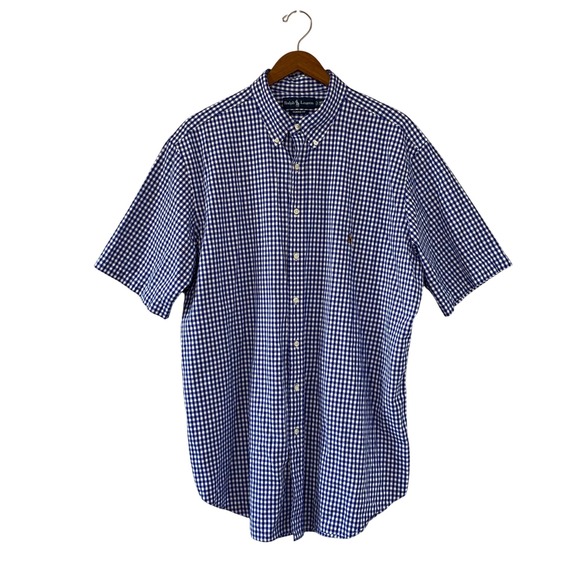Ralph Lauren Other - Ralph Lauren Mens XLT Blue Gingham Short Sleeve Oxford Cotton Classic Fit Shirt
